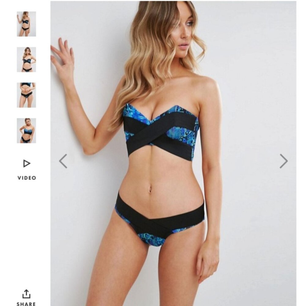 ASOS Blue Snake Print Neoprene Bikini Bottom - NEW